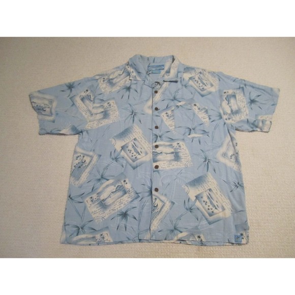Bermuda Bay‎ Shirt Adult XL Blue Hawaiian Summer Relax Vacation Mens Button Up - Picture 1 of 8